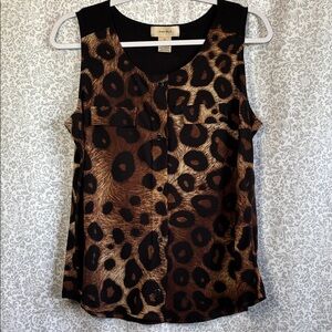 Diana Belle Leopard Print Sleeveless Blouse Small